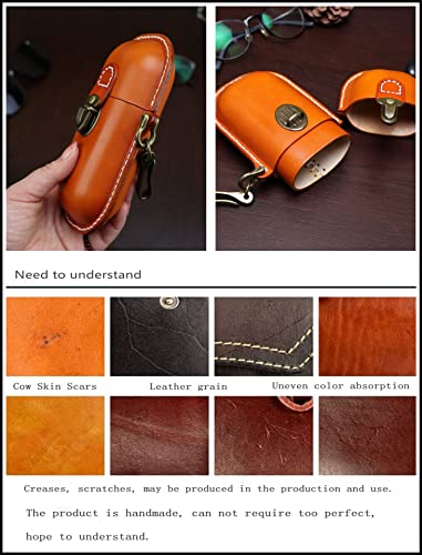 Handmade Leather Eyeglass Case Hard Shell Retro W247509