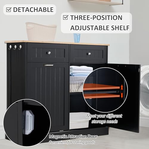 13 Gallon Tilt Out Trash Cabinet with Adjustable Shelf, Black F988