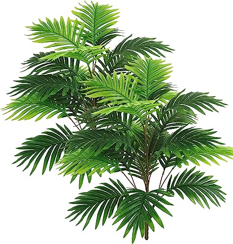 Ollain 30" 2PCS Artificial Plant Tropical Palm Leaf Bush Plastic Greenery Areca Palm Plant 21 Leaves per Bush for Home Kitchen Party Flowers Arrangement Wedding Decorations (2)