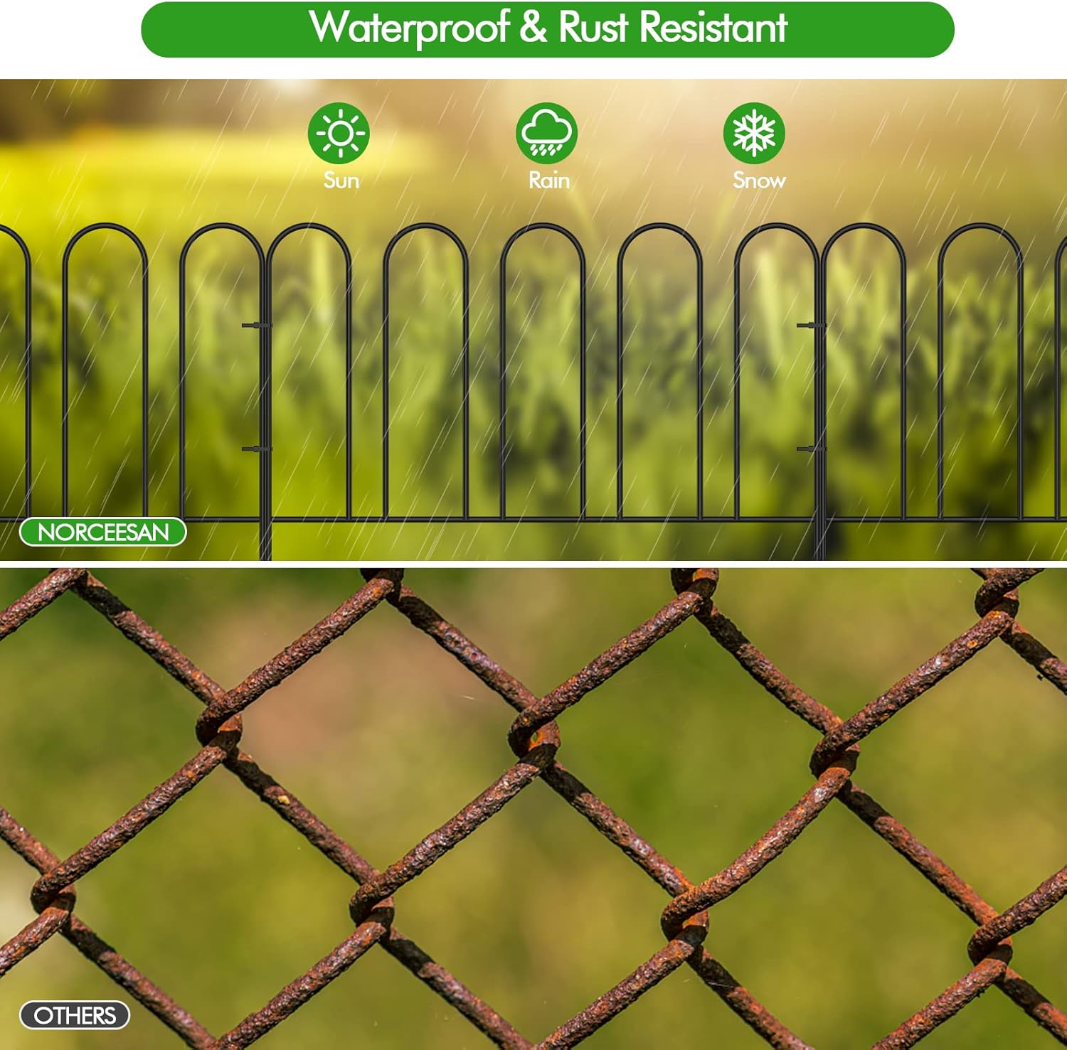 Rustproof Metal Garden Fence 7 Panels 10ft Animal Barrier V876323