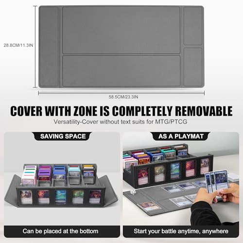 Trading Card Storage Box with Commander Display, 5-Row Deck Case, Black Purple B7043