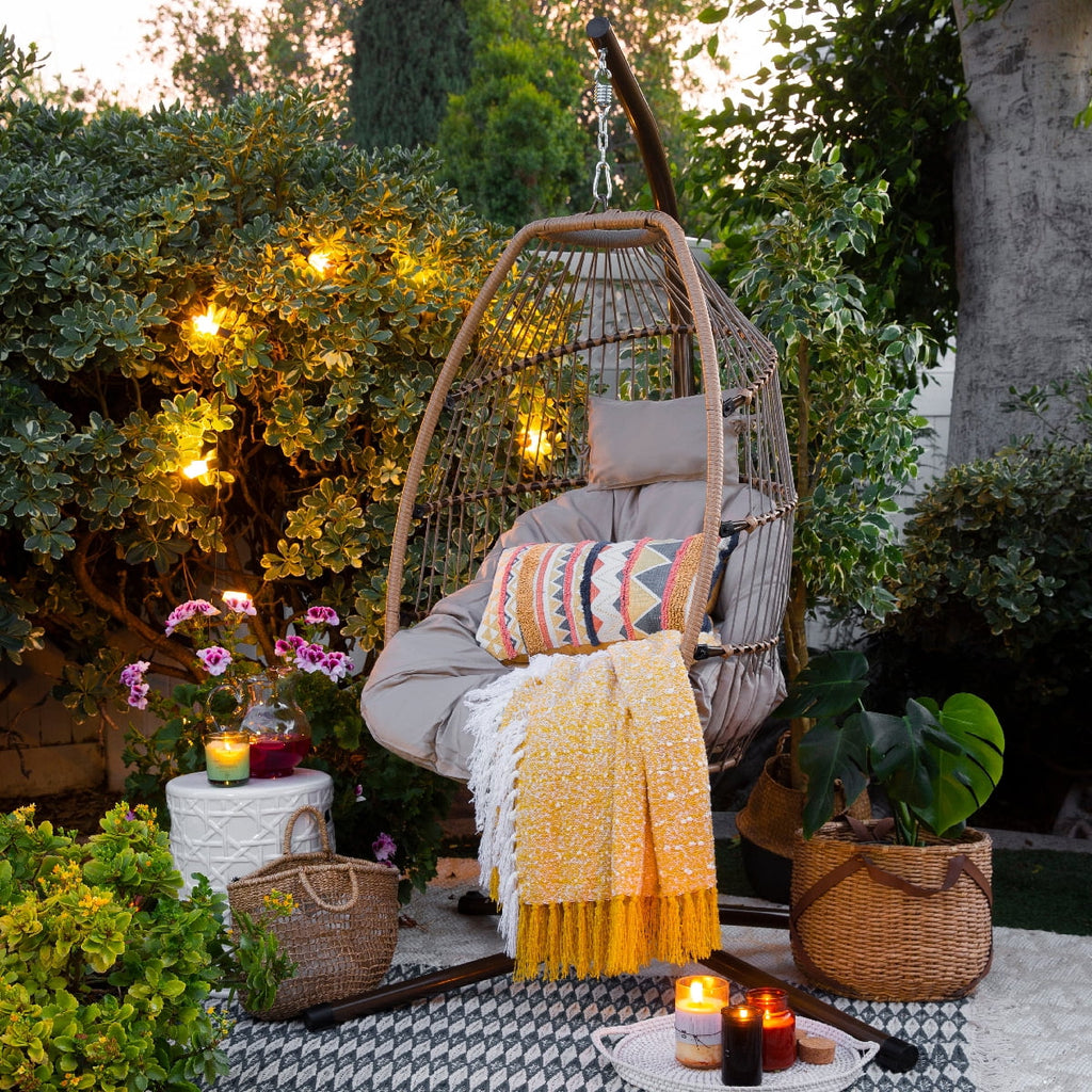 Barton Egg Chair Hammock with Stand, UV Resistant Cushion K742