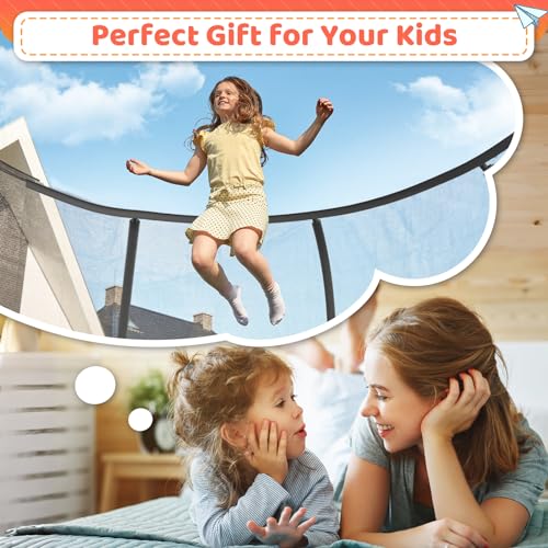 12FT 14FT 16FT Outdoor Trampoline with Safety Net & Ladder, Heavy Duty Backyard Round Trampoline X9143