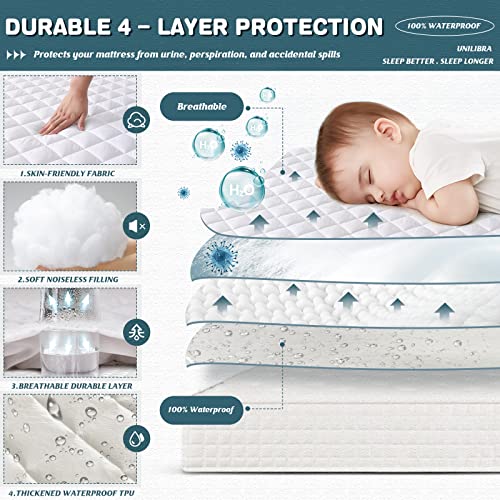 UNILIBRA Queen Size Waterproof Bamboo Cooling Mattress Protector, Deep Pocket, White C141