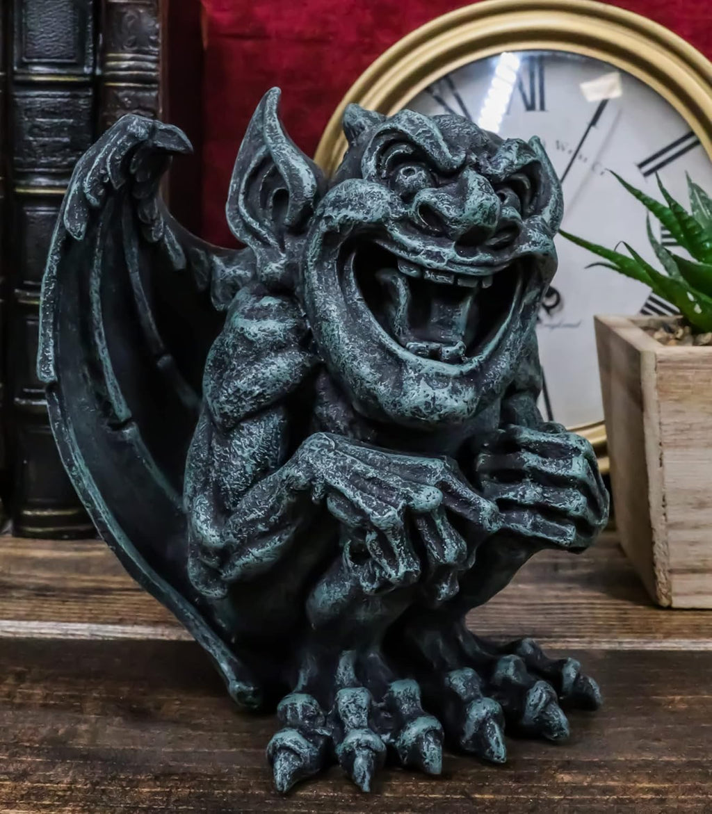 Ebros Gift Gothic Winged Guardian Gargoyle Crouching Figurine Faux Stone Resin Finish G703618