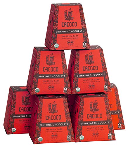 70% Spicy Dark Drinking Chocolate - Organic Hot Cacao by CACOCO, 7.05 oz N8240