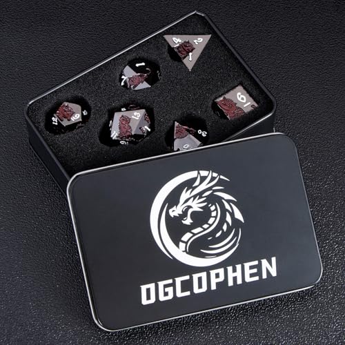 Metal DND Cat Dice 7PCS Polyhedral RPG Dice Set with Gift Case B373640