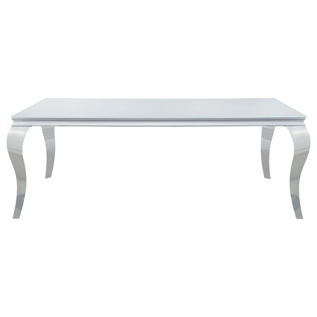Carone Rectangular Glass Top Dining Table White Chrome Z19912