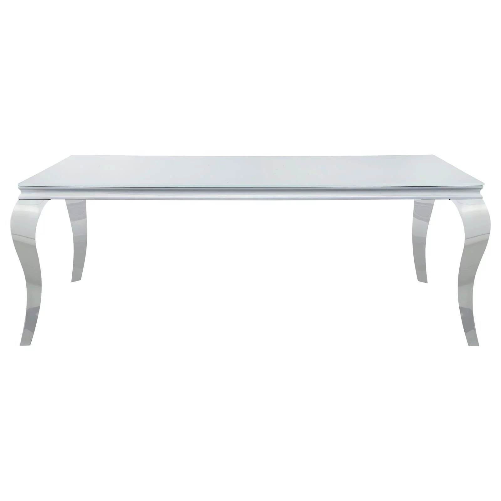 Carone Rectangular Glass Top Dining Table White Chrome Z19912