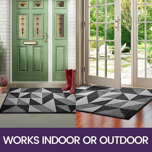 DEXI Front Door Mats for Entryway, Non Slip Washable, 24"x36", Black T88335