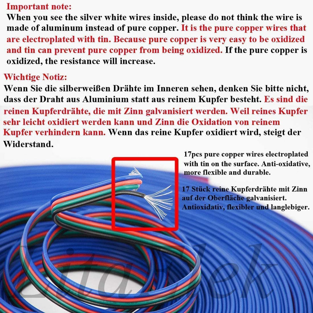 22AWG 10m RGB LED Strip Extension Cable 4 Pin Connector for SMD 5050 3528 2835 V52348