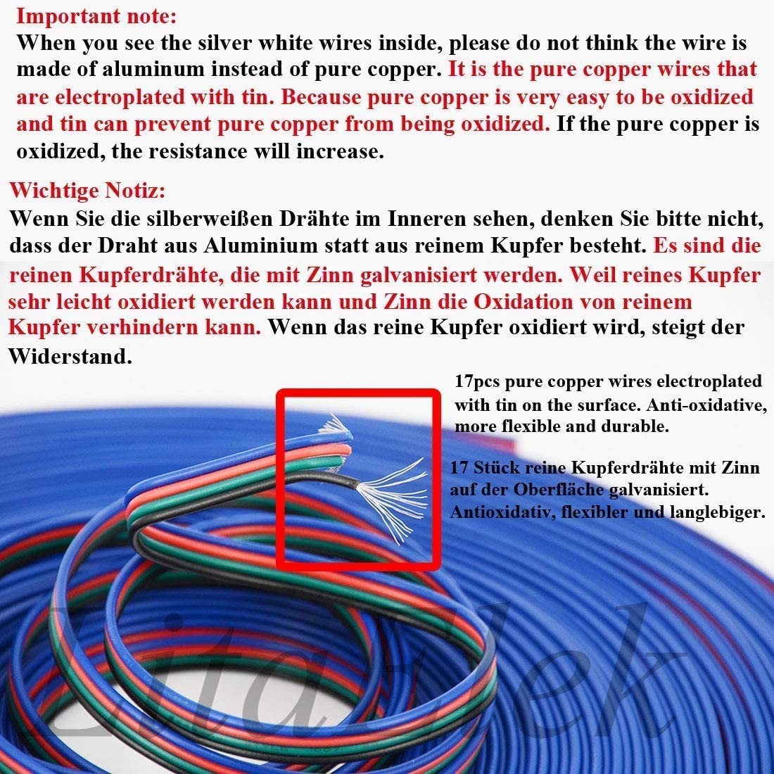 22AWG 10m RGB LED Strip Extension Cable 4 Pin Connector for SMD 5050 3528 2835 V52348