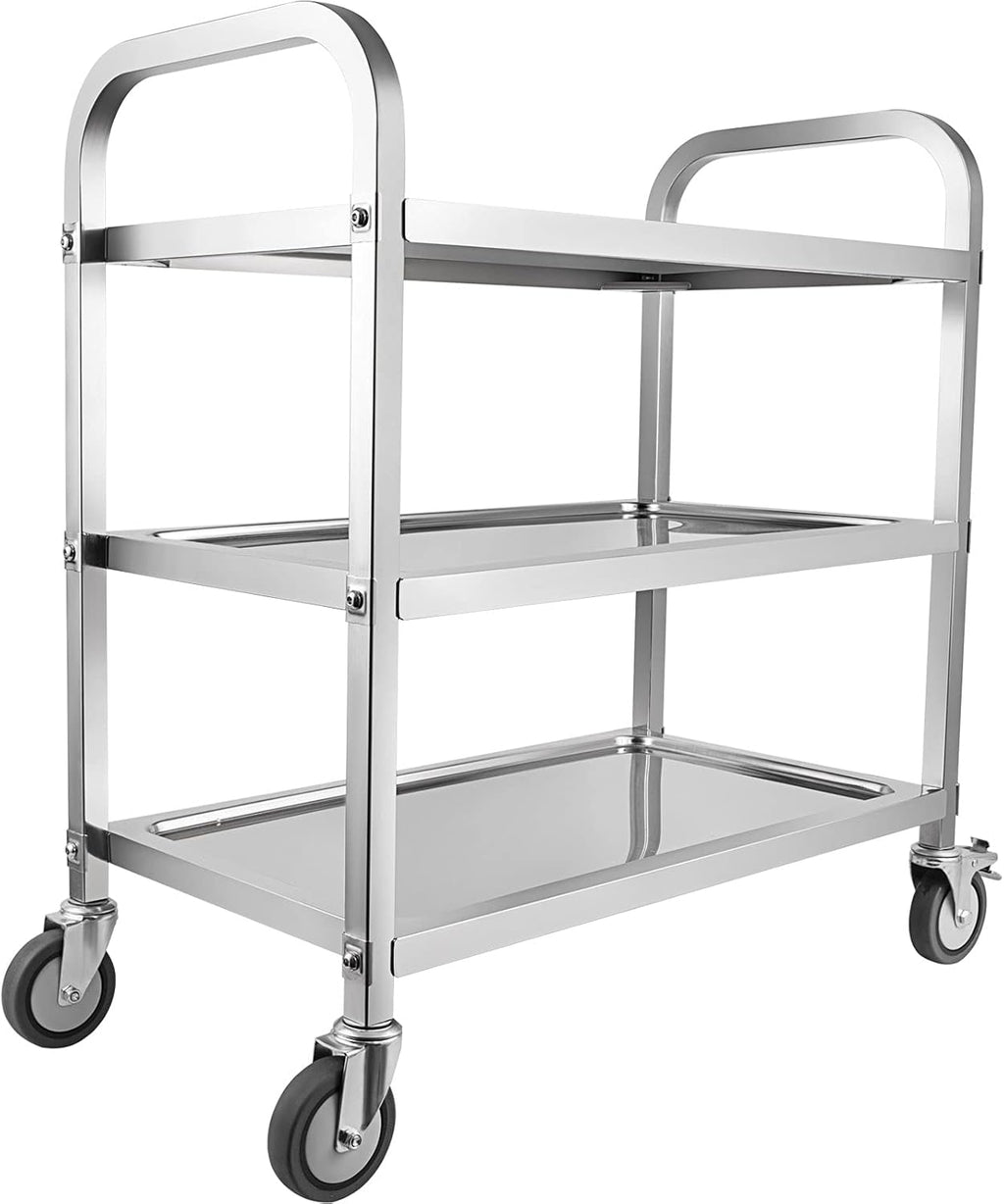 Marada 3 Tier Stainless Steel Utility Cart with Locking Wheels R44311