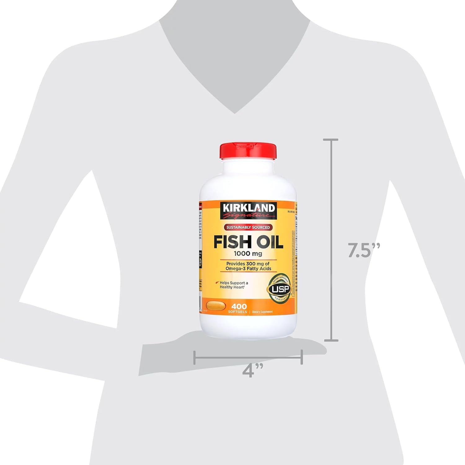 Kirk-land Fish Oil 1000mg 400 Softgels, Omega 3 Fatty Acids + Createandbundle Sticker Z93555