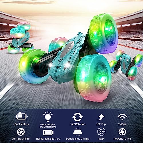 Remote Control Stunt Car 360° Rotating with Lights 2.4Ghz for Kids Aged 6-12 Yellow D486453