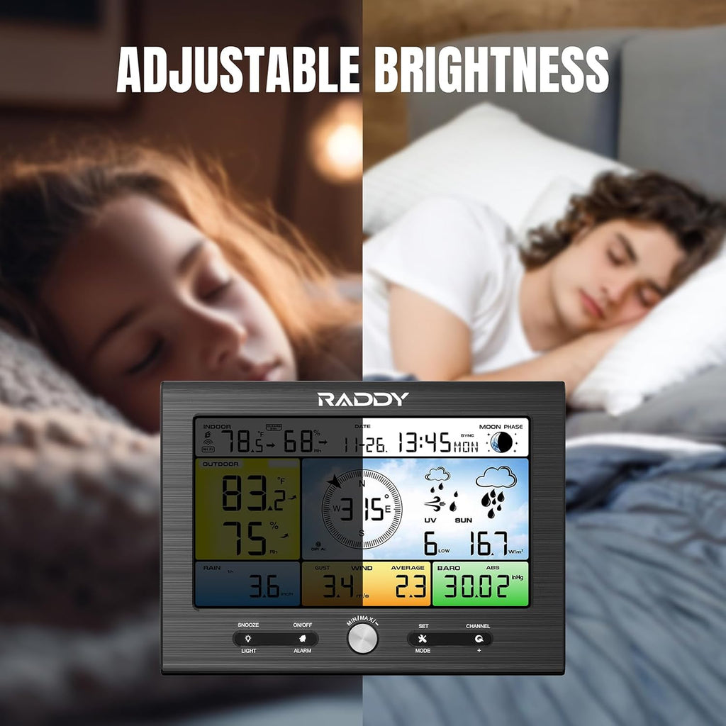 Raddy WF-100SE Wi-Fi Weather Station Indoor Outdoor with Rain Gauge B190