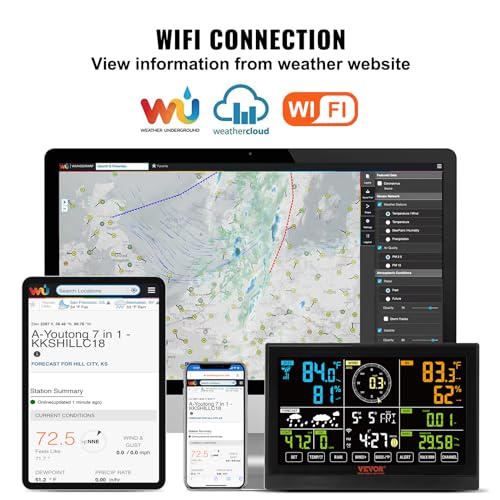 VEVOR YT60234 WiFi Weather Station 7-in-1 with 7.5" Color Display O347106