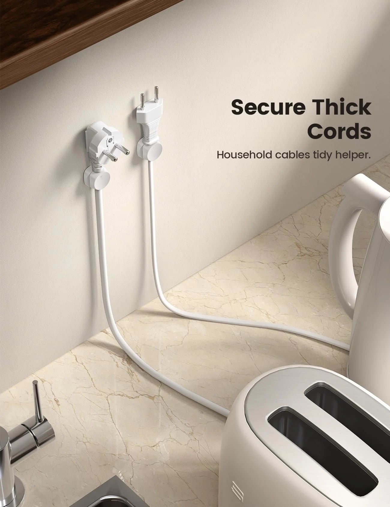 White Desk Cord Holder Cable Clip Organizer T1145