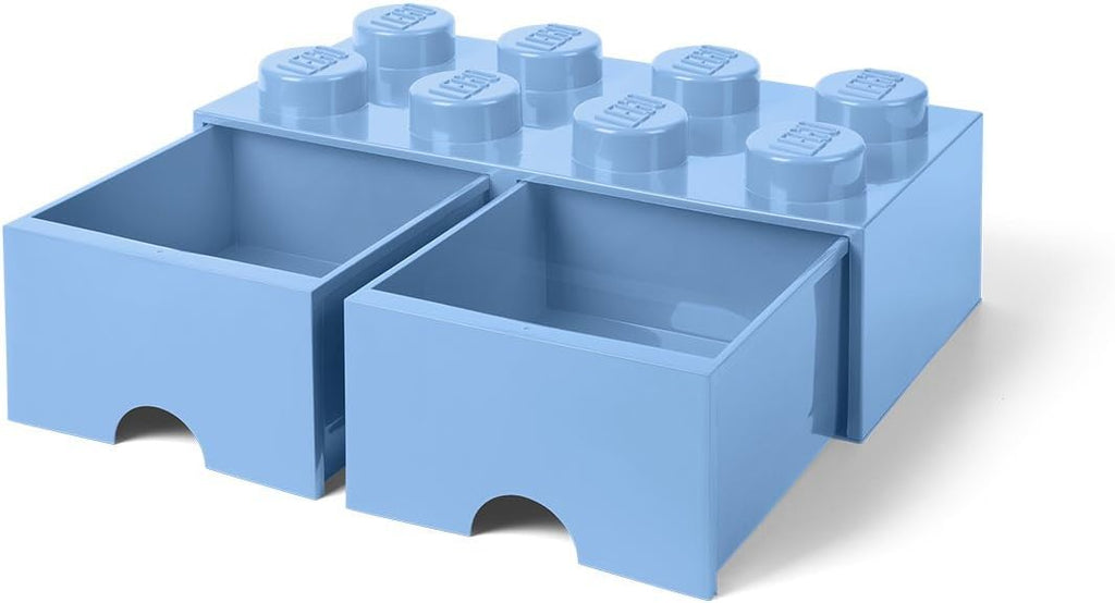 LEGO Brick Drawer, 2 Drawers, Stackable Storage Box, Light Royal Blue C92729