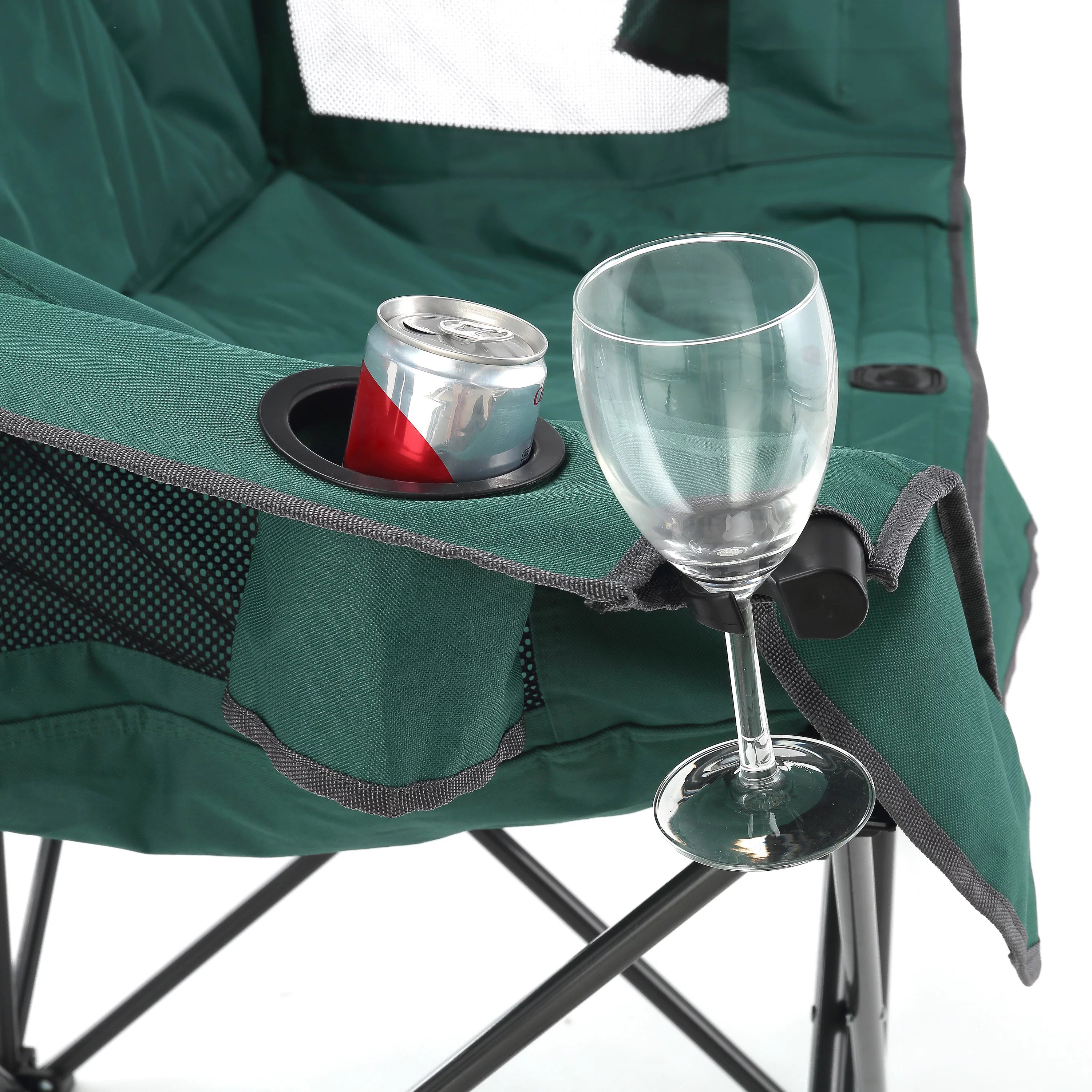 ARROWHEAD OUTDOOR Portable Folding Double Camping Chair with Cup Holders, Padded Seats, Carrying Bag, 500lbs Capacity (Green) N8854