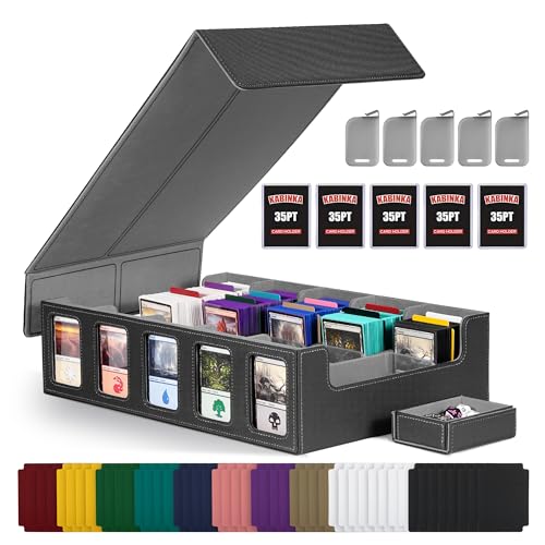 Trading Card Storage Box with Commander Display, 5-Row Deck Case, Black Purple B7043