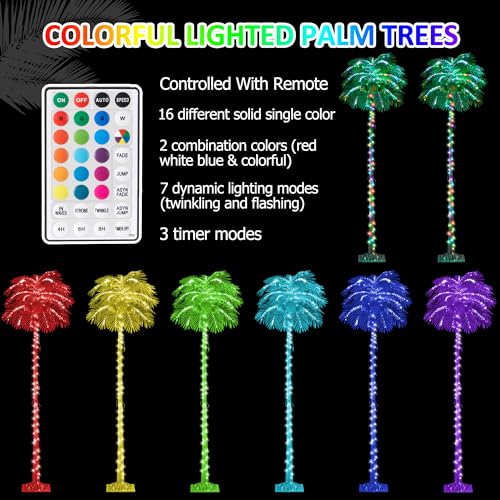 6FT 400 LED Lighted Palm Tree with Coconuts Outdoor Artificial S29157