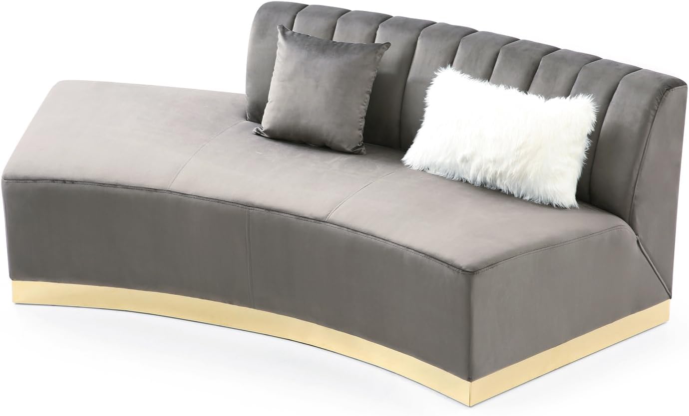 Brentwood Dark Gray Velvet Curved Armless Sofa T3167