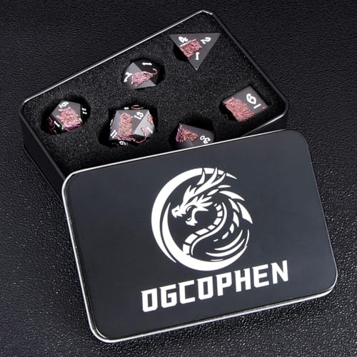 Metal DND Cat Dice 7PCS Polyhedral RPG Dice Set with Gift Case B373640