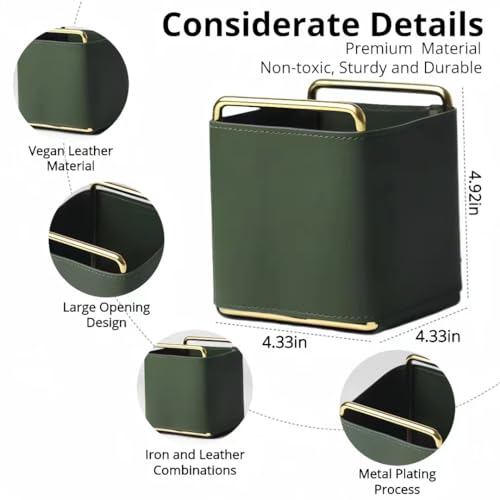 Vegan Leather Pen Holder for Desk Office Supplies Brown J669