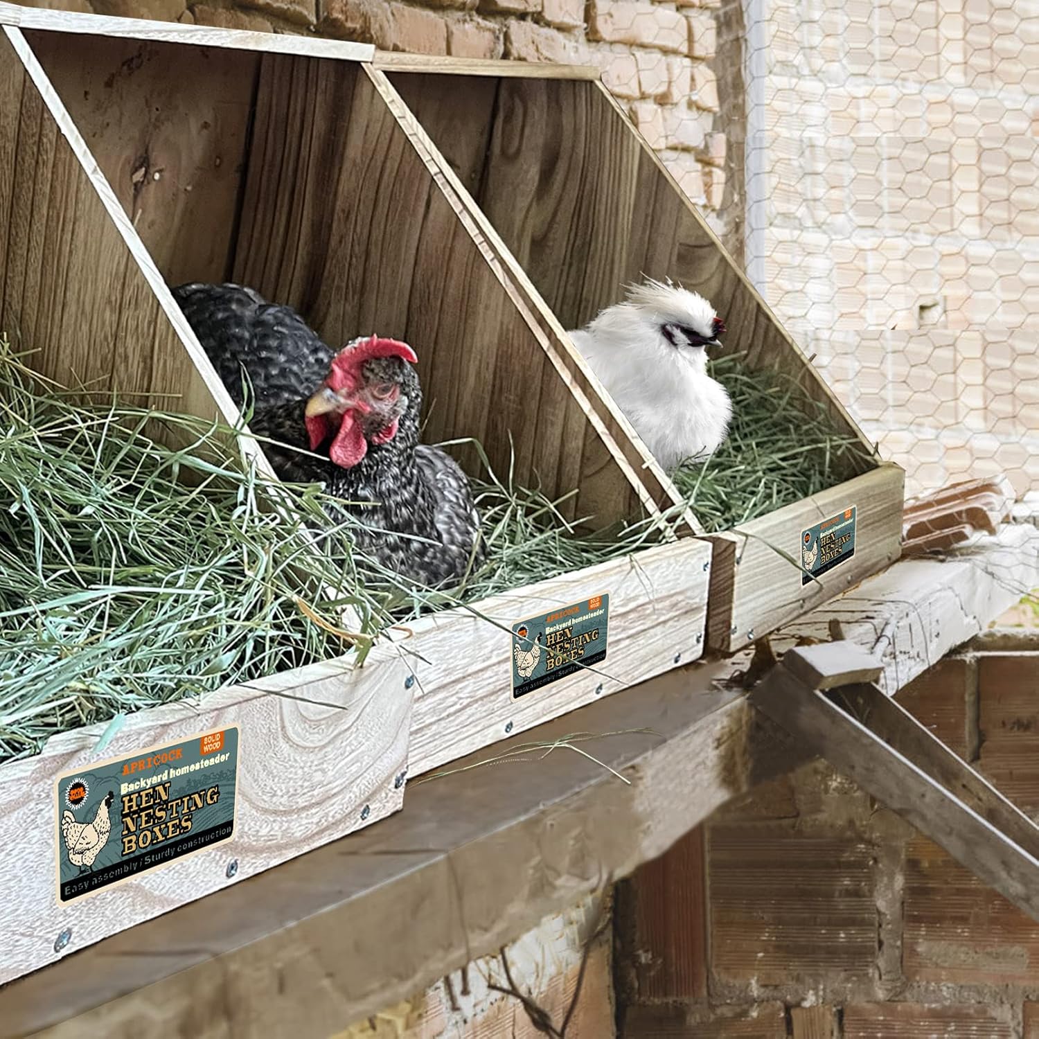 Hens Nesting Box for Chicken Coop, Wood Laying Box for Poultry (1 Pack) N36569