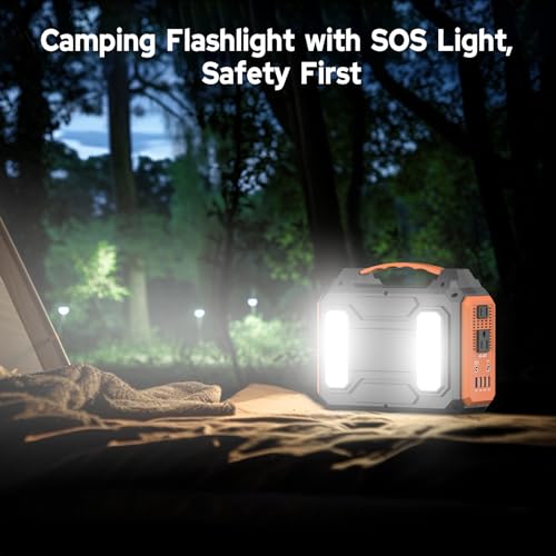 Portable Solar Generator 300W Power Station with 60W Solar Panel, 280Wh Lithium Battery, Orange V705728