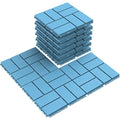 Plastic Interlocking Deck Tiles, 9 Pack Outdoor Patio Flooring, 12"x12" Interlocking Decking Tile Outdoor All Weather Use, Waterproof Patio Paver for Pool Balcony Backyard Porch, Blue…