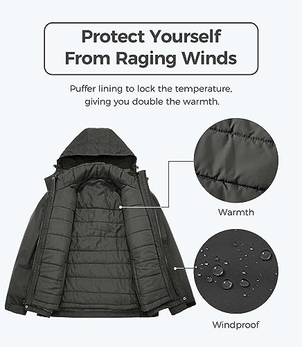 wantdo Men's Warm Winter Down Jacket Hooded Waterproof Snowboarding Coat K651327