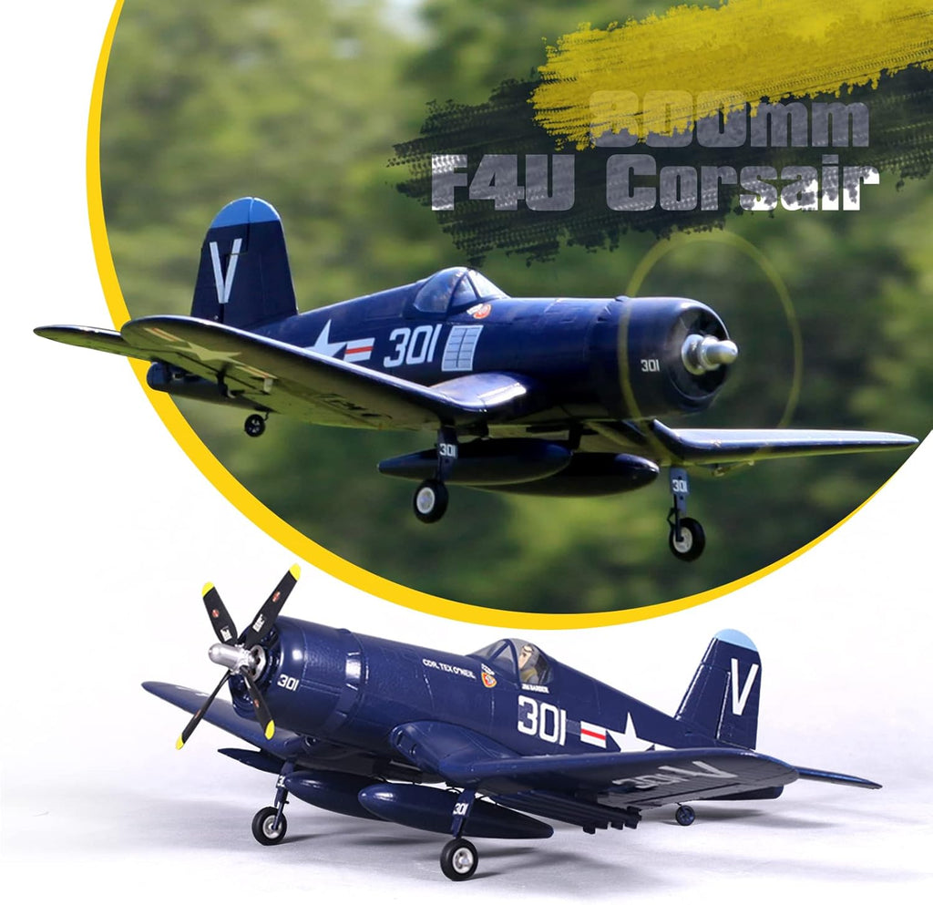 FMS RC Airplane 800mm F4U Corsair V2 Blue 4CH PNP with FS-SM001 Flight Simulator Controller W413