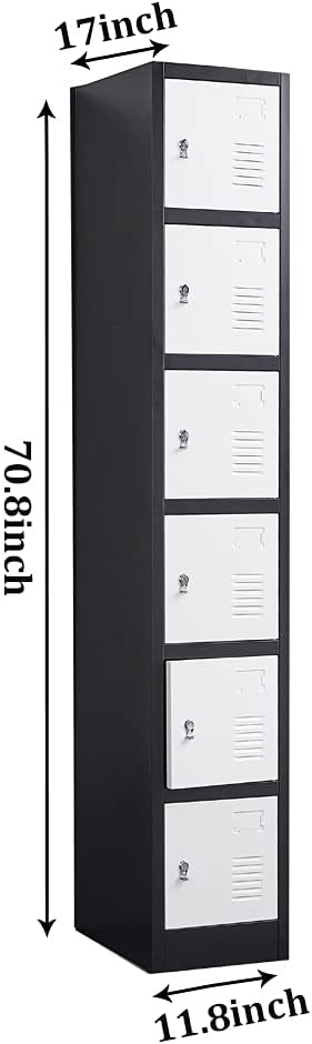 Metal Locker 6 Door Tall Storage Cabinet with Combination Lock U4209