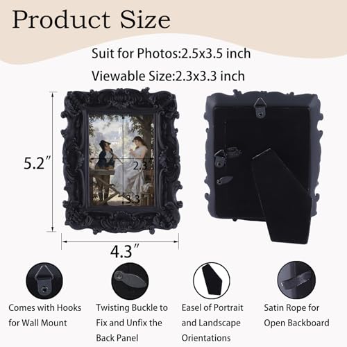 Antique Picture Frames 8x10 Vintage Victorian Ornate with Glass, Black S55546