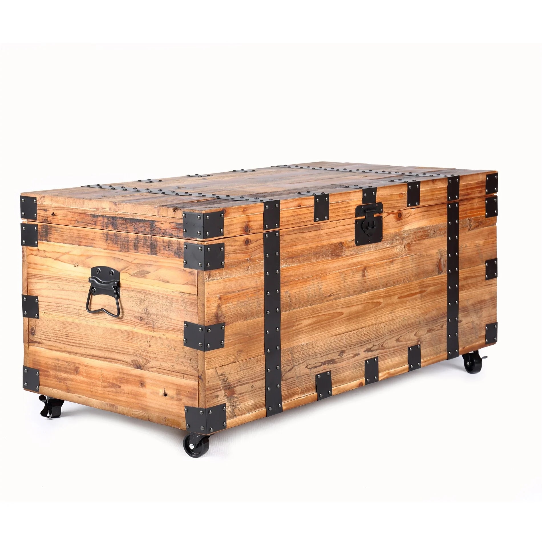 BESTCOSTY Trunk Table with Wheels Storage Coffee Table I132001