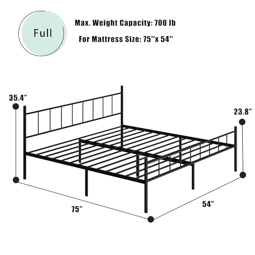 14 Inch California King Metal Platform Bed Frame with Headboard and Steel Slat Support N114