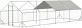 IchbinGo Large Metal Chicken Coop with Waterproof Cover, Walk-in Metal Poultry Cage Spire Shaped Coop, Chicken Run Duck House with Anti-UV Cover for Outdoor Backyard Farm (10' L x 25.5' W x 6.56' H)