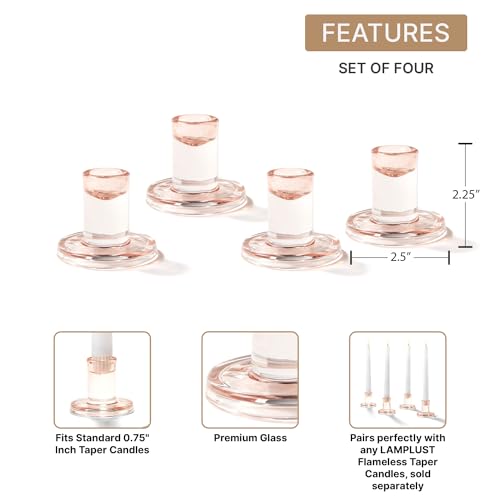 LampLust Clear Glass Candle Holders for Standard Tapered Candles, 10 Pack H908