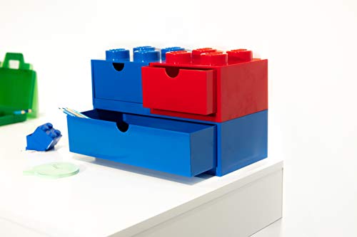 LEGO Stackable Desk Drawer Red with 8 Knobs - Plastic Storage Box Q316