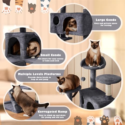 Yaheetech 54in Cat Tree Tower Condo Furniture with Scratch Post Y196
