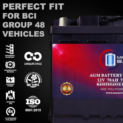Mighty Max Battery MM-H5 Start and Stop Car Battery, Group Size 47, 12V 60AH AGM E158