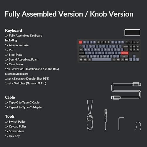 Keychron Q3 Wired Custom Mechanical Keyboard Knob Version TKL QMK/VIA Programmable N665360