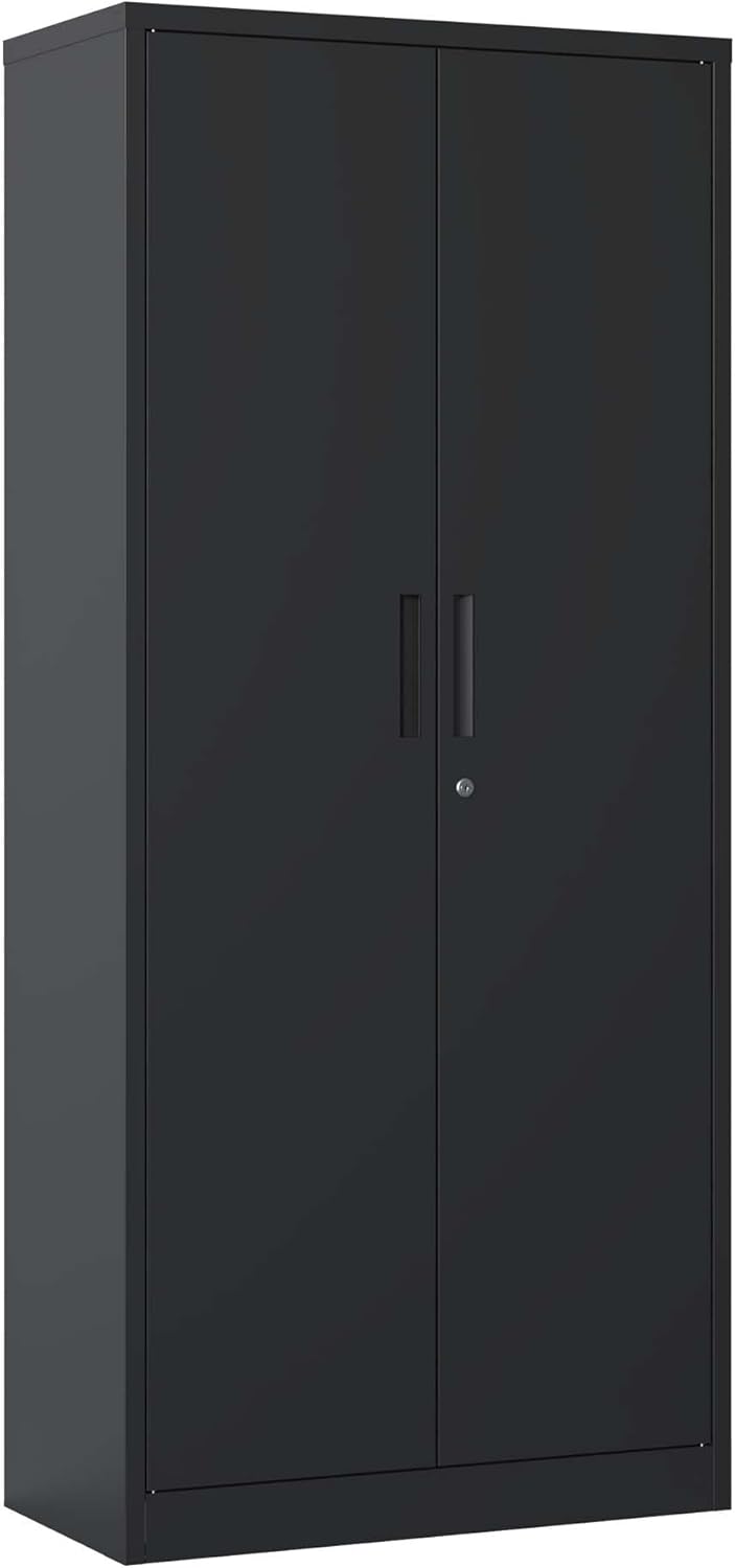 71" Metal Garage Storage Cabinet with Locking Doors and 4 Shelves, Black F83856