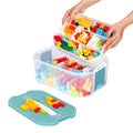 Toy Storage Organizer for Lego Plastic Kids Container Box Stackable Building Block Playroom Organization Bin with Bricks Baseplate Lids Clear Adjustable Compartments Portable Chest Case