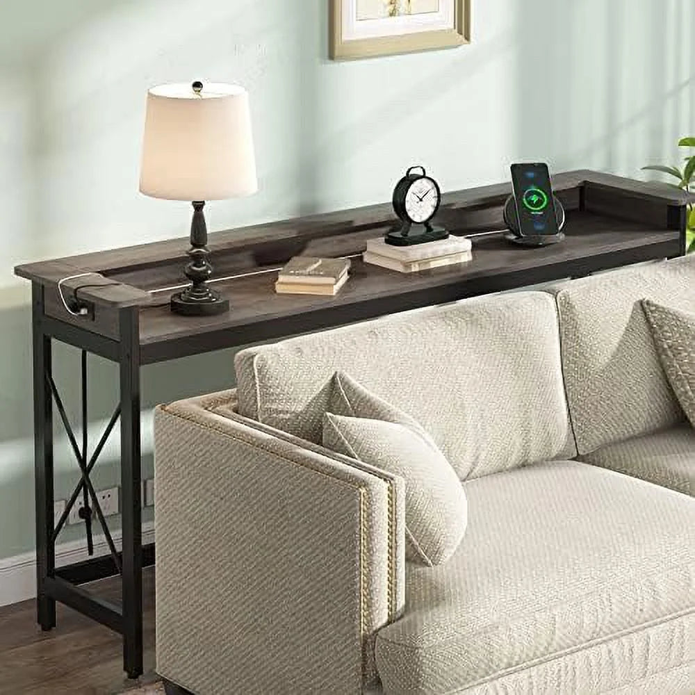 Sofa Table with Outlets and USB Ports, 70.9 inch Console Table for Living Room L879533