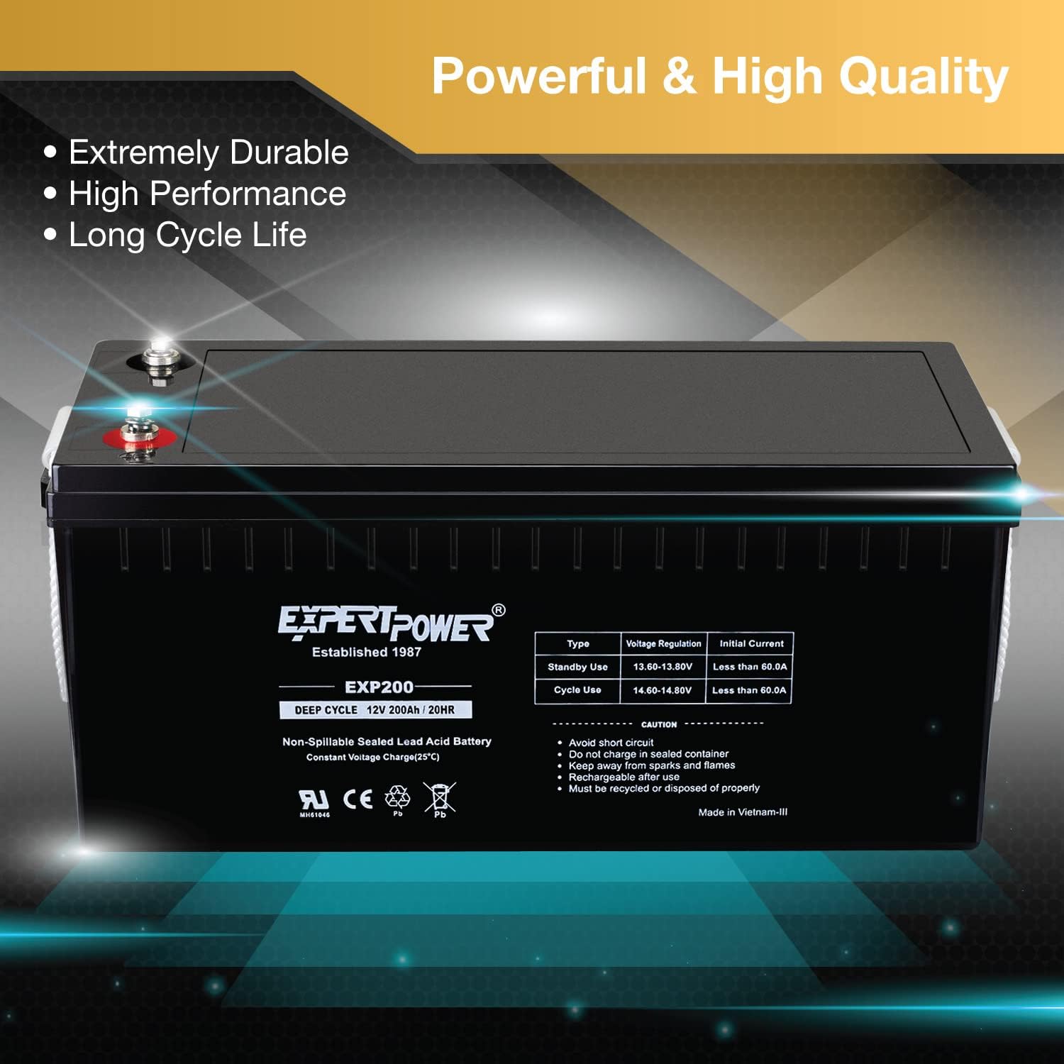 ExpertPower 12V 200Ah Sealed Lead Acid Deep Cycle Battery W548