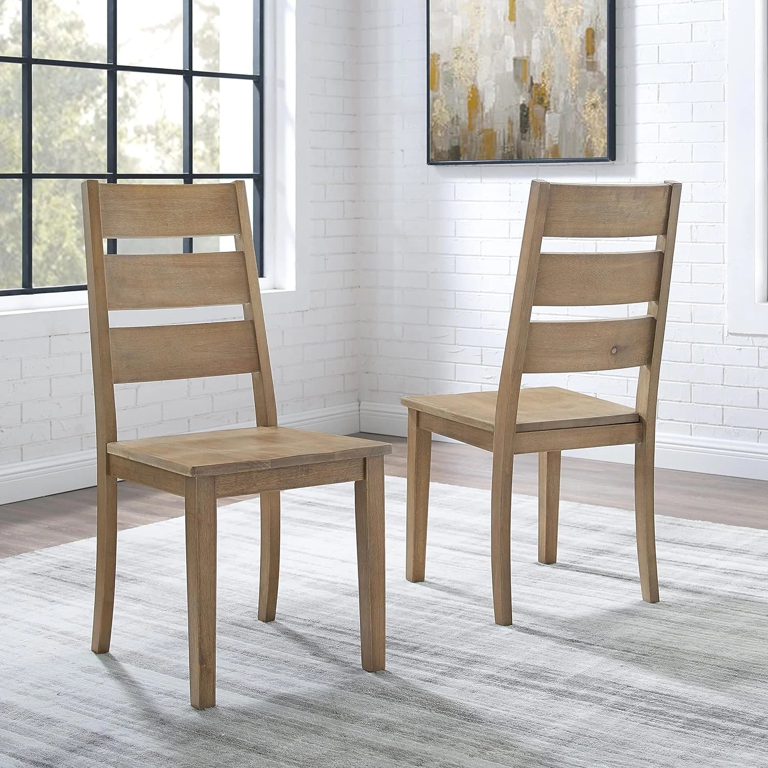 Joanna 2-Piece Ladder Back Dining Chair Set, Rustic Brown R5313