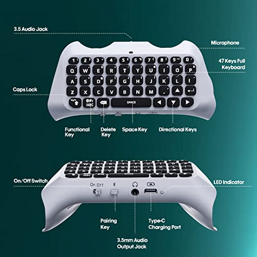 TiMOVO Multi-Color RGB Backlight Keyboard for PS5 Controller, Wireless Bluetooth Chatpad, Black V9833